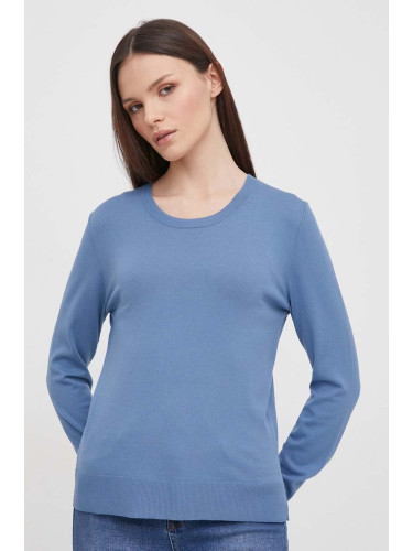 Пуловер Sisley дамски в синьо от лека материя