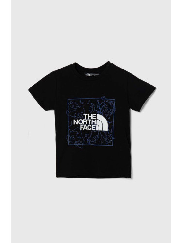 Детска памучна тениска The North Face NEW GRAPHIC TEE в черно с принт