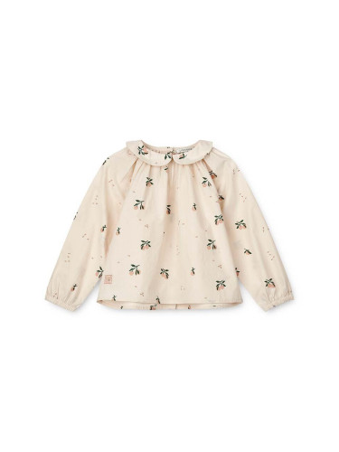 Детска памучна блуза Liewood Rhea Printed Top в розово с десен