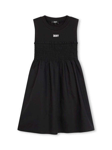 Детска рокля Dkny в черно среднодълга разкроена