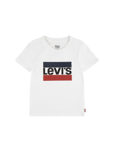 Детска памучна тениска Levi's в бяло