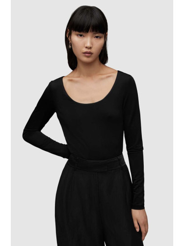 Блуза с дълги ръкави AllSaints Katlyn в черно