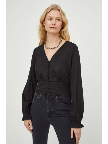 Риза Levi's дамска в черно със стандартна кройка