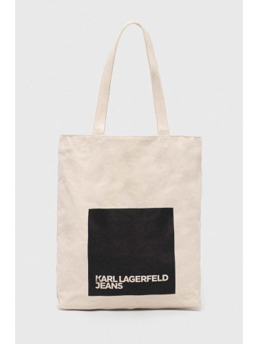 Памучна чанта Karl Lagerfeld Jeans в бежово