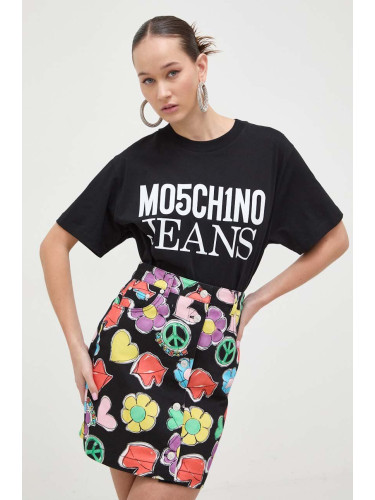 Памучна тениска Moschino Jeans в черно