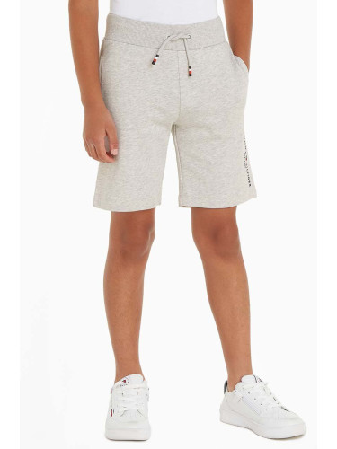 Детски памучен къс панталон Tommy Hilfiger в сиво