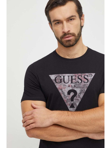 Тениска Guess в черно с принт M4RI29 J1314