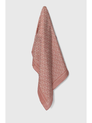 Копринено шалче Calvin Klein в розово с десен K60K611413