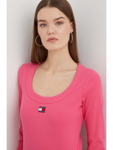 Блуза с дълги ръкави Tommy Jeans в розово DW0DW17397
