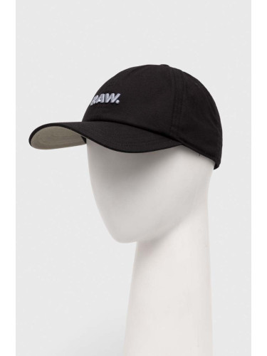 Памучна шапка с козирка G-Star Raw в черно с апликация