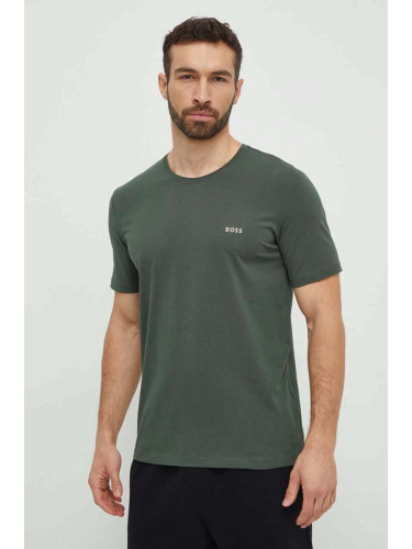 Домашна тениска BOSS в зелено с меланжов десен 50515312
