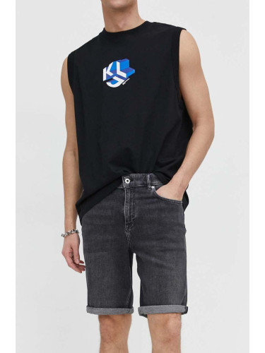 Дънков къс панталон Karl Lagerfeld Jeans в сиво
