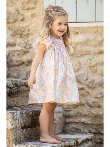 Детска памучна рокля Tartine et Chocolat в бежово къса разкроена
