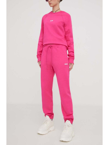 Памучен спортен панталон MSGM в розово с изчистен дизайн 3641MDP500.247000