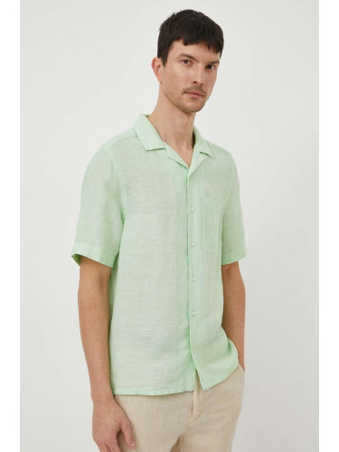 Ленена риза Calvin Klein в зелено със стандартна кройка K10K109521