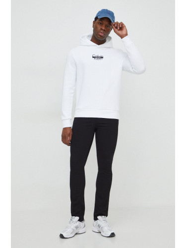 Суичър Calvin Klein в бяло с качулка принт K10K112251