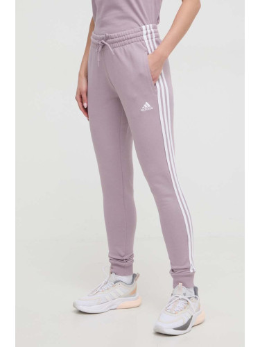 Памучен спортен панталон adidas 0 в лилаво с десен IR5379