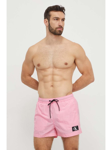 Плувни шорти Calvin Klein в розово KM0KM00979