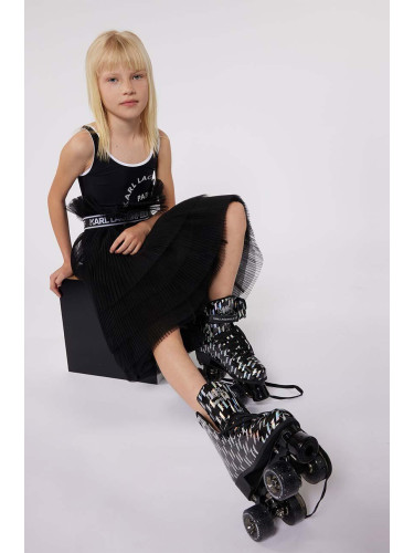 Детска пола Karl Lagerfeld в черно къса разкроена