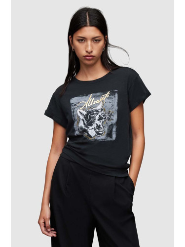 Памучна тениска AllSaints Panthere в черно