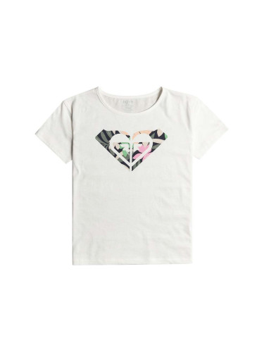 Детска памучна тениска Roxy DAY AND NIGHT в бяло