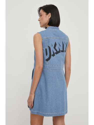 Дънкова рокля Dkny в синьо къса разкроена D2A4BX52