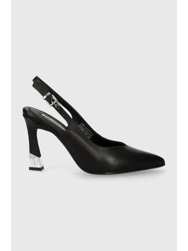 Кожени обувки с тънък ток Karl Lagerfeld PREMIERE 90 в черно KL33524