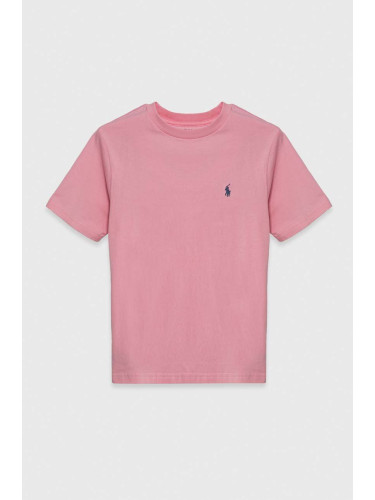 Детска памучна тениска Polo Ralph Lauren в розово с изчистен дизайн