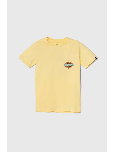 Детска памучна тениска Quiksilver RAINMAKERYTH в жълто с принт