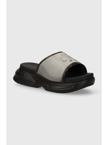 Чехли Calvin Klein Jeans CHUNKY COMF SLIDE MG MR MET в черно с платформа YW0YW01512