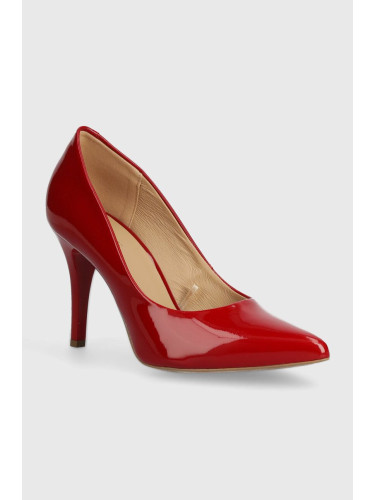 Кожени обувки с тънък ток Wojas в червено 927535