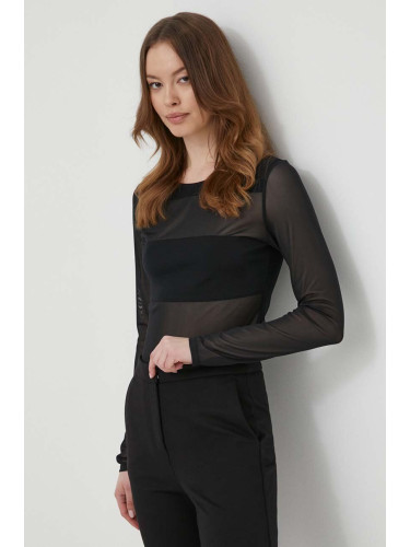 Блуза Sisley в черно с изчистен дизайн