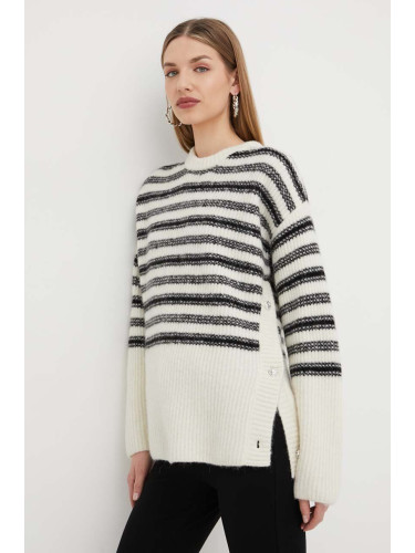 Вълнен пуловер Custommade Thilde дамски в бежово от топла материя 999237307