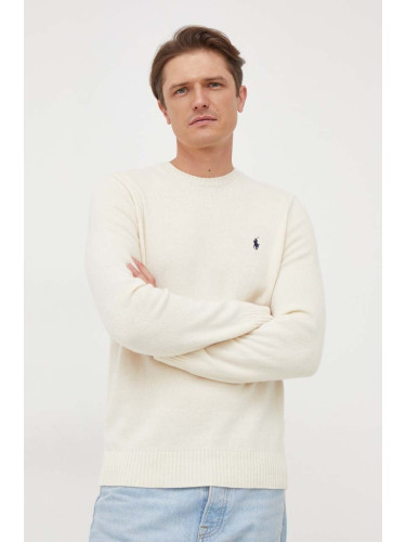 Вълнен пуловер Polo Ralph Lauren мъжки в бежово 710878292