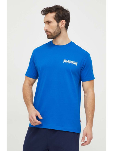 Памучна тениска Napapijri S-Kotcho в синьо с принт NP0A4HTVB2L1