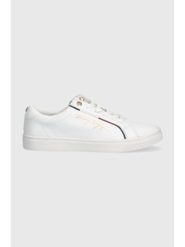 Кожени маратонки Tommy Hilfiger TH SIGNATURE SNEAKER в бяло FW0FW06322