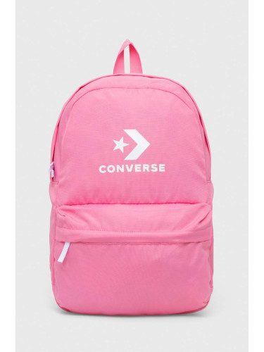 Раница Converse в розово голям размер с принт