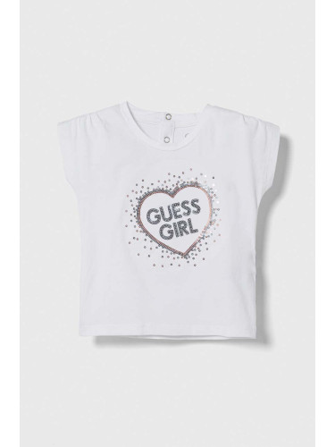 Детска тениска Guess в бяло