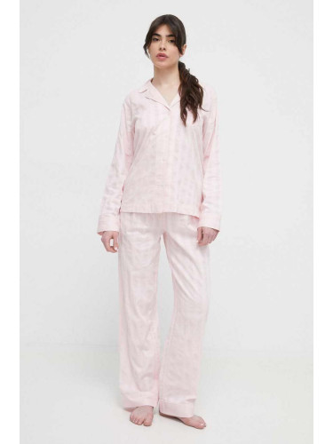 Памучна пижама Lauren Ralph в розово от памук ILN92305