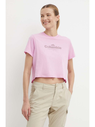 Памучна тениска Columbia North Cascades в розово 1930051