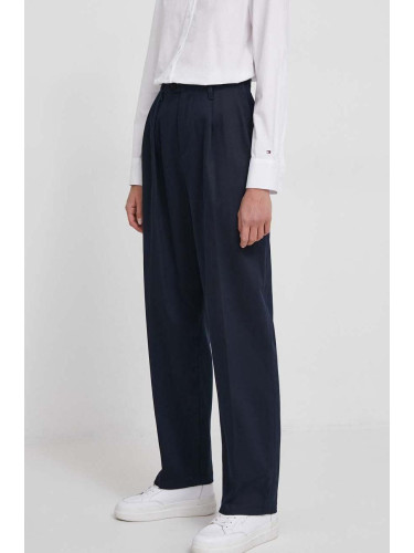 Панталон Tommy Hilfiger в тъмносиньо с кройка тип чино, висока талия WW0WW40509