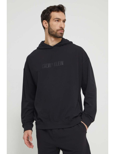 Домашен суичър Calvin Klein Underwear в черно с качулка принт 000NM2569E