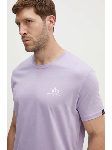 Памучна тениска Alpha Industries в лилаво с принт