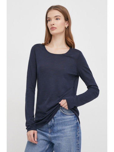 Блуза с дълги ръкави Sisley в тъмносиньо