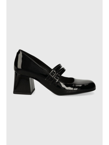 Кожени обувки с дебел ток Wojas в черно с дебел ток 3514331