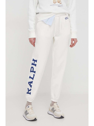 Спортен панталон Polo Ralph Lauren в бежово с меланжов десен 211924252