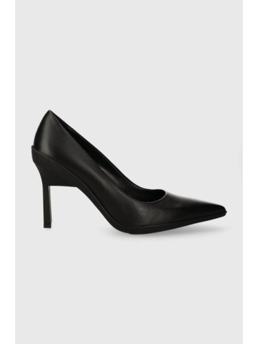 Кожени обувки с тънък ток Calvin Klein HEEL PUMP 90 LEATHER в черно HW0HW02033