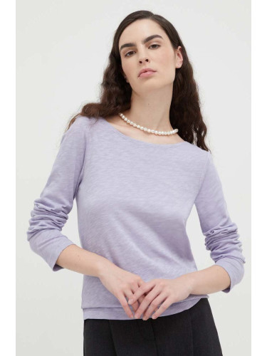 Памучна блуза с дълги ръкави Marc O'Polo в лилаво 310226152199