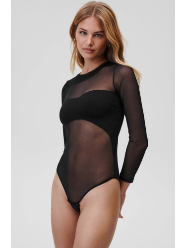 Боди Undress Code No Promises Bodysuit в черно от полупрозрачна материя с изчистен дизайн
