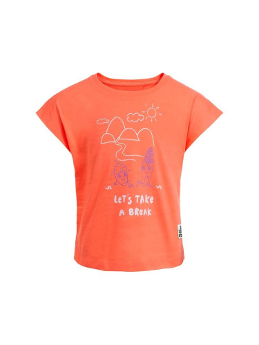 Детска памучна тениска Jack Wolfskin TAKE A BREAK в оранжево